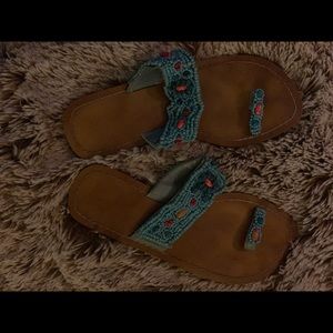 Beaded Sandals Southwest Turquoise